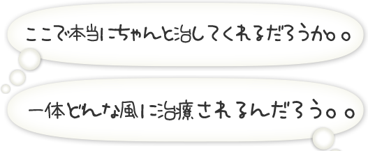 ここで本当にちゃんと治してくれるだろうか。一体どんな風に治療されるんだろう。